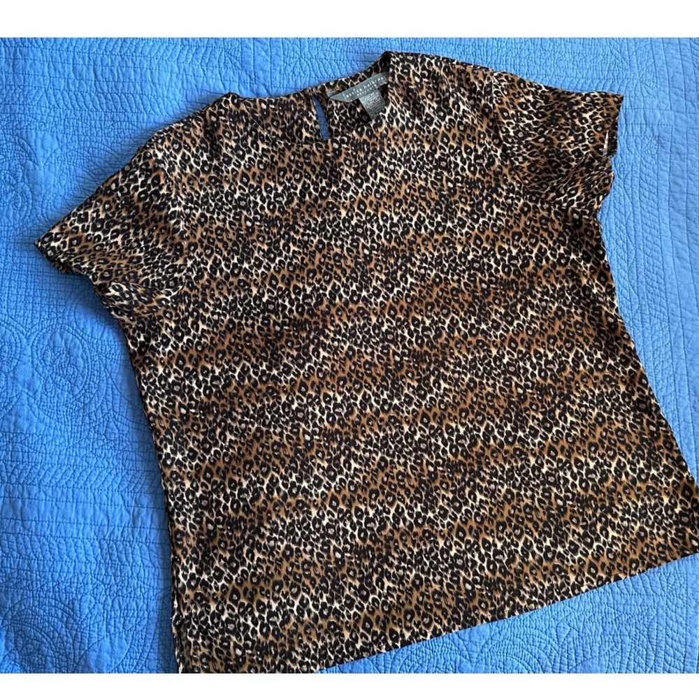 Jessica‎ Holbrook Women's Leopard Print Short Sleeve Top Size M